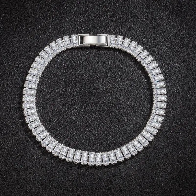 925 Sterling Silver Bracelet Elegant Zircon Crystal Fashion Jewelry For Women Engagement Wedding Glamour Jewelry 18CM